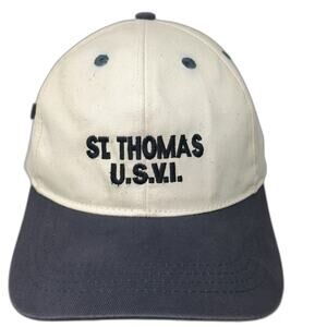 Del Sol Baseball Cap Beige Blue One Size St. Thomas USVI Cotton Slideback Hat